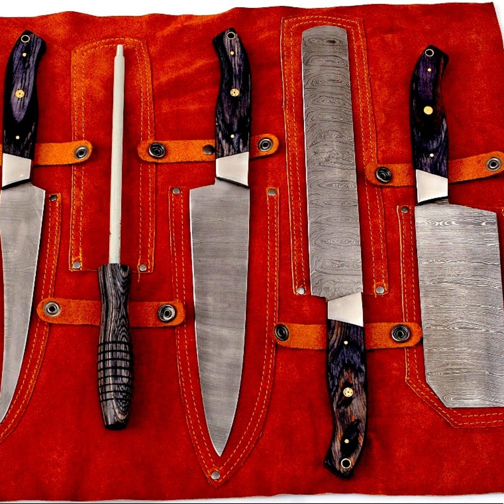 Custom Hand Made Damascus Steel #6 Pcs